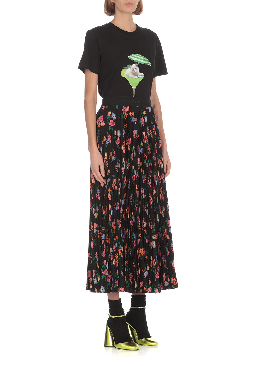 Msgm Cat Printed T-shirt In Black