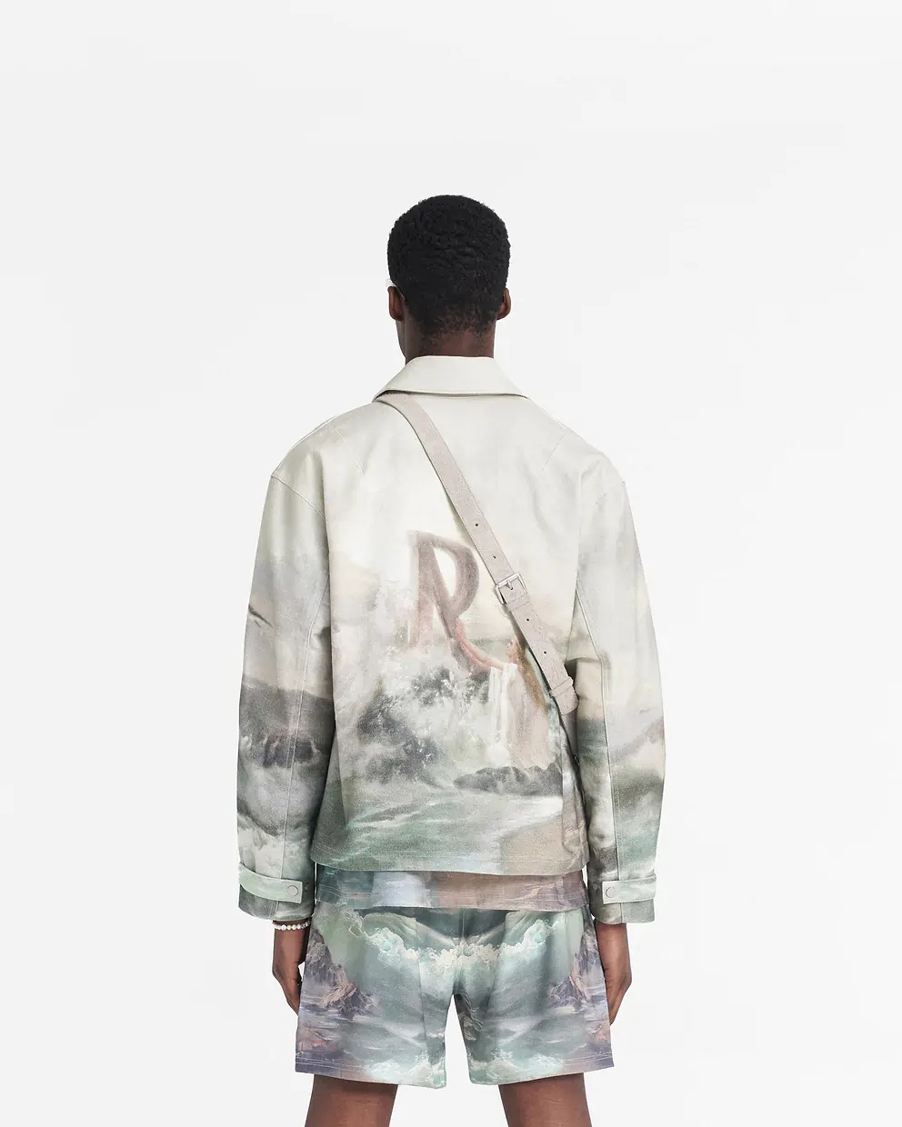 Represent Mens Multi Higher Truth Branded-print Denim Jacket In Gray