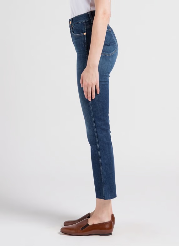 7 For All Mankind High Waisted Slim Kick With Studs Jeans In Juke Box In Blue