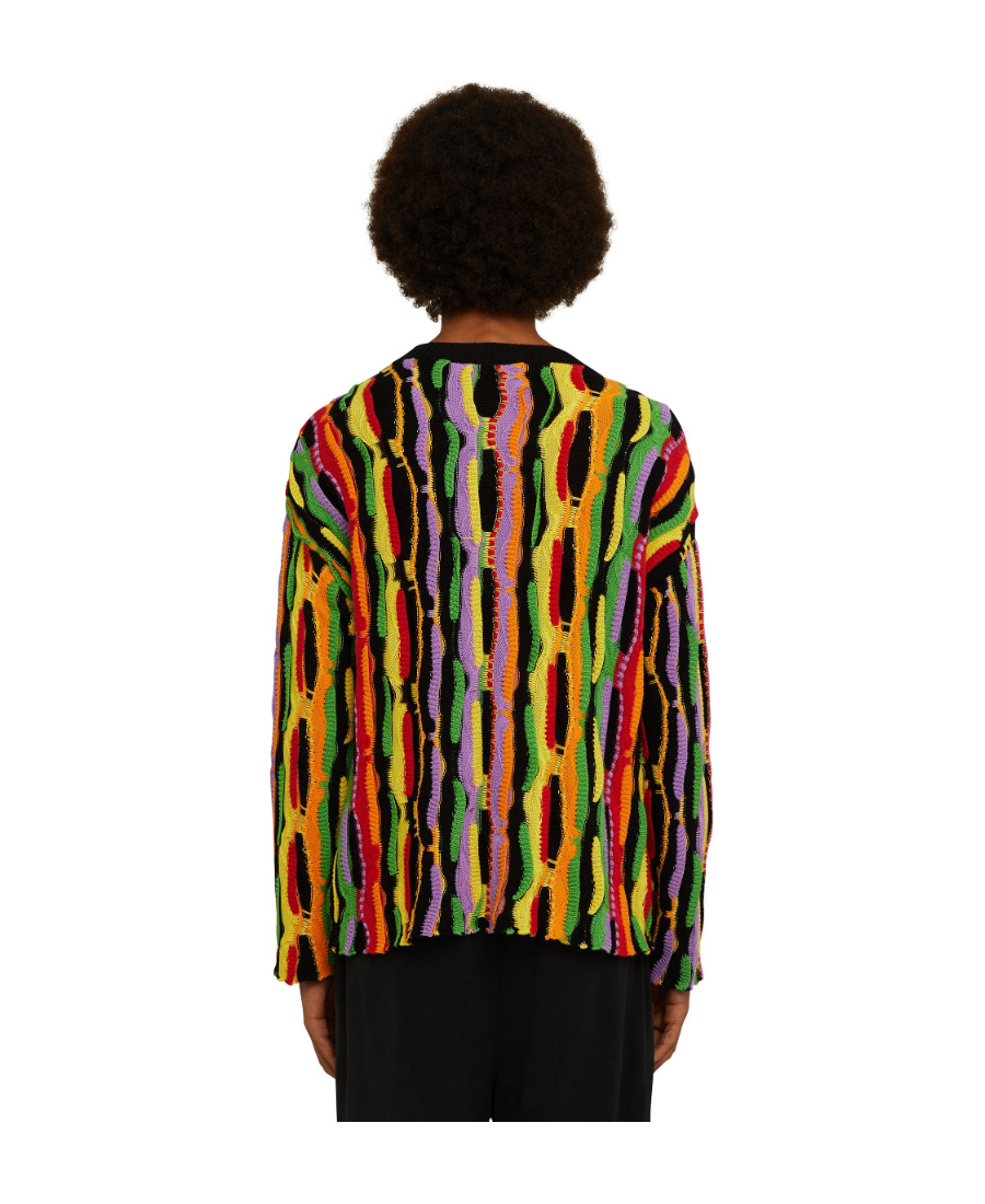 Msgm Cotton Jacquard Knit Sweater In Multicolor