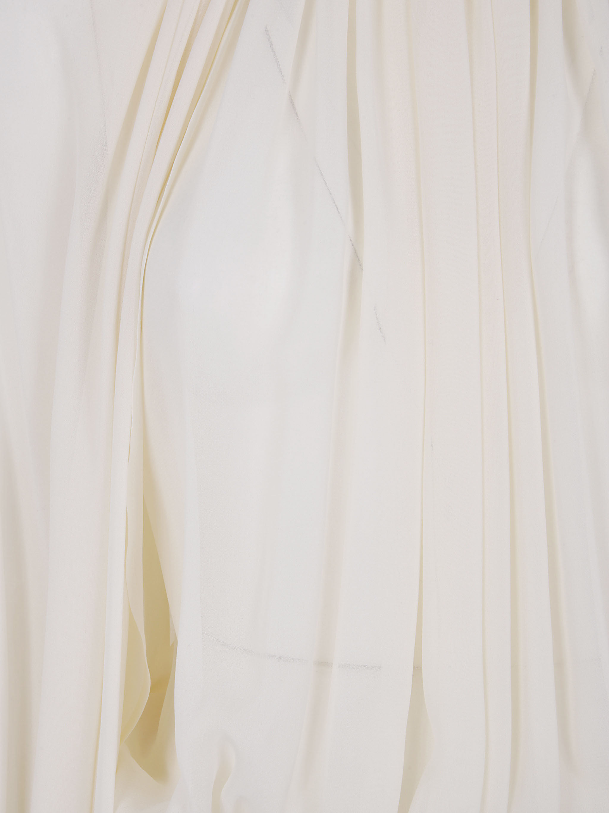 Semicouture Pleated Long Sleeve Dress With Bow Detail In White
