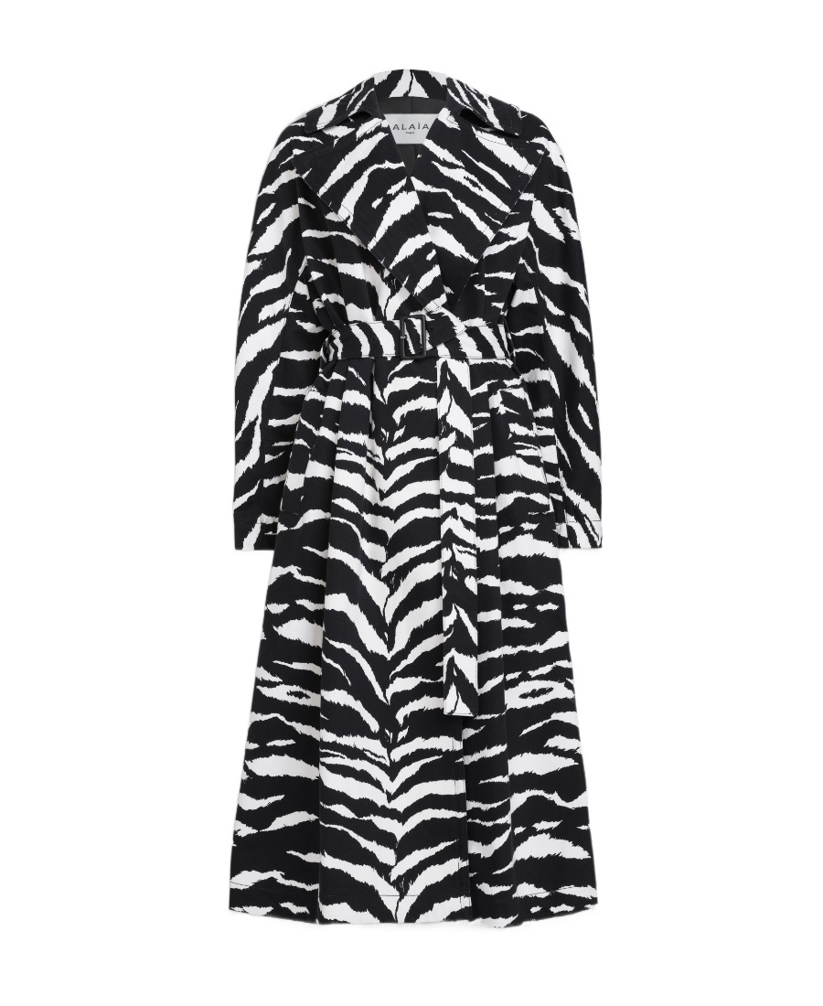 ALAÏA ALAÏA ZEBRA-PRINTED BELTED TRENCH COAT