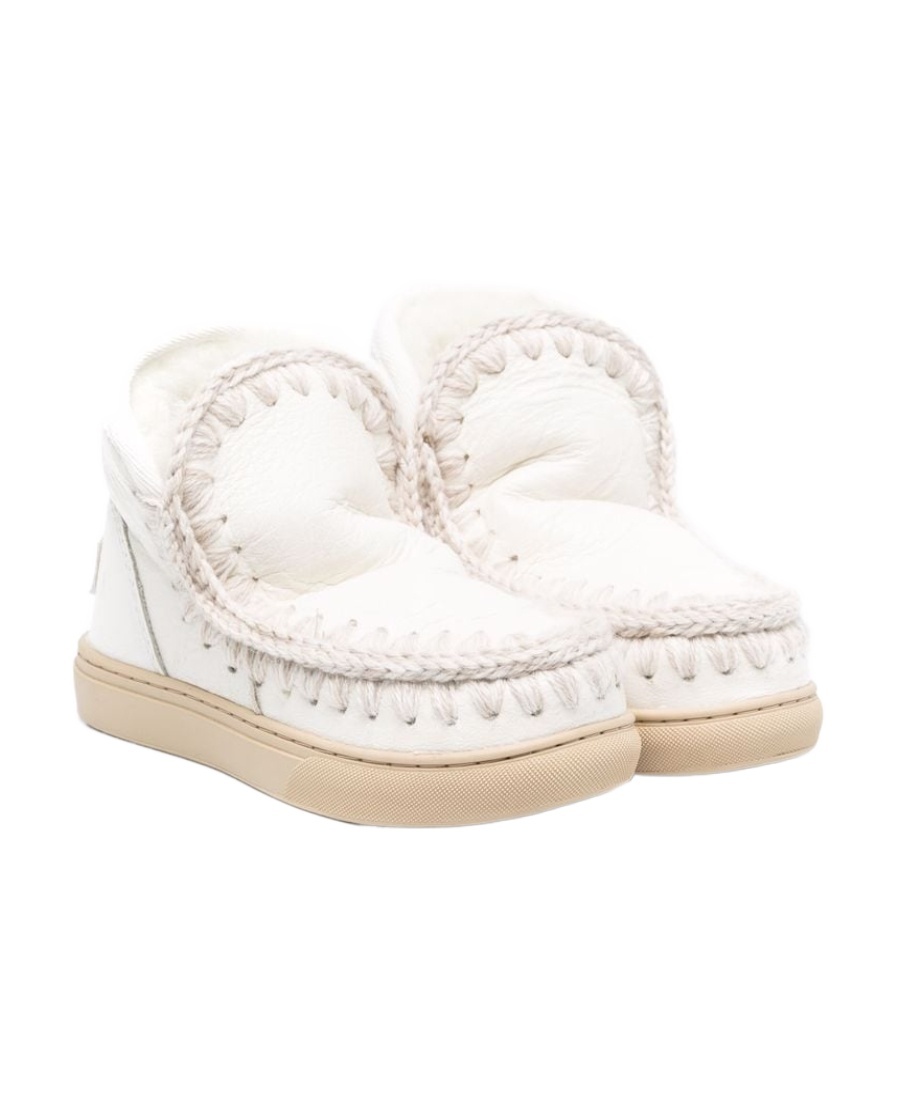 Mou Shearling Leather Boots In White