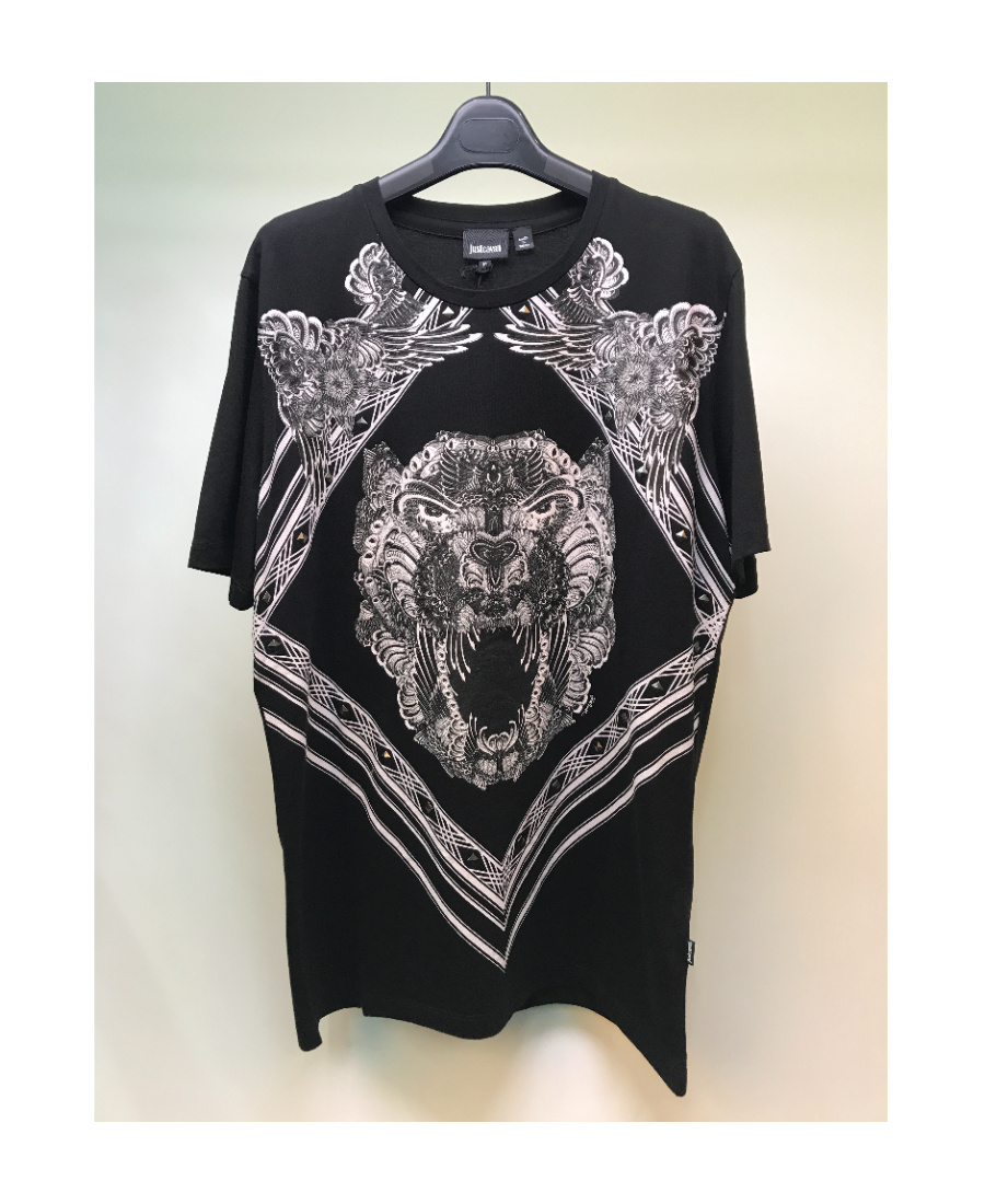 Just Cavalli Printed Round-necked T-shirt In Black