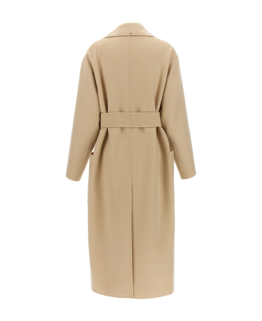 Sportmax Long-sleeved Coat With Belt In Nude