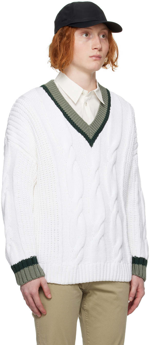 Shop Hugo Boss V-neck Sweater In White