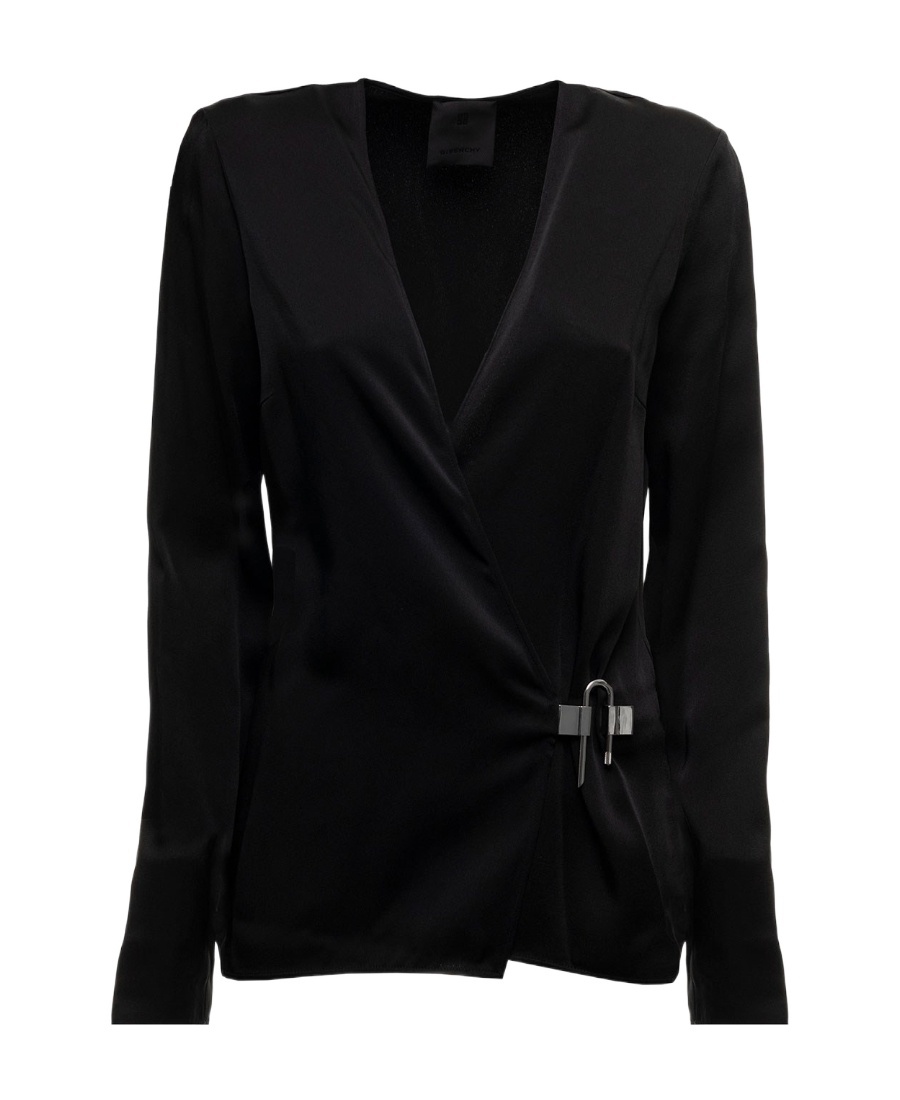 Givenchy Satin Long-sleeved Blouse In Black