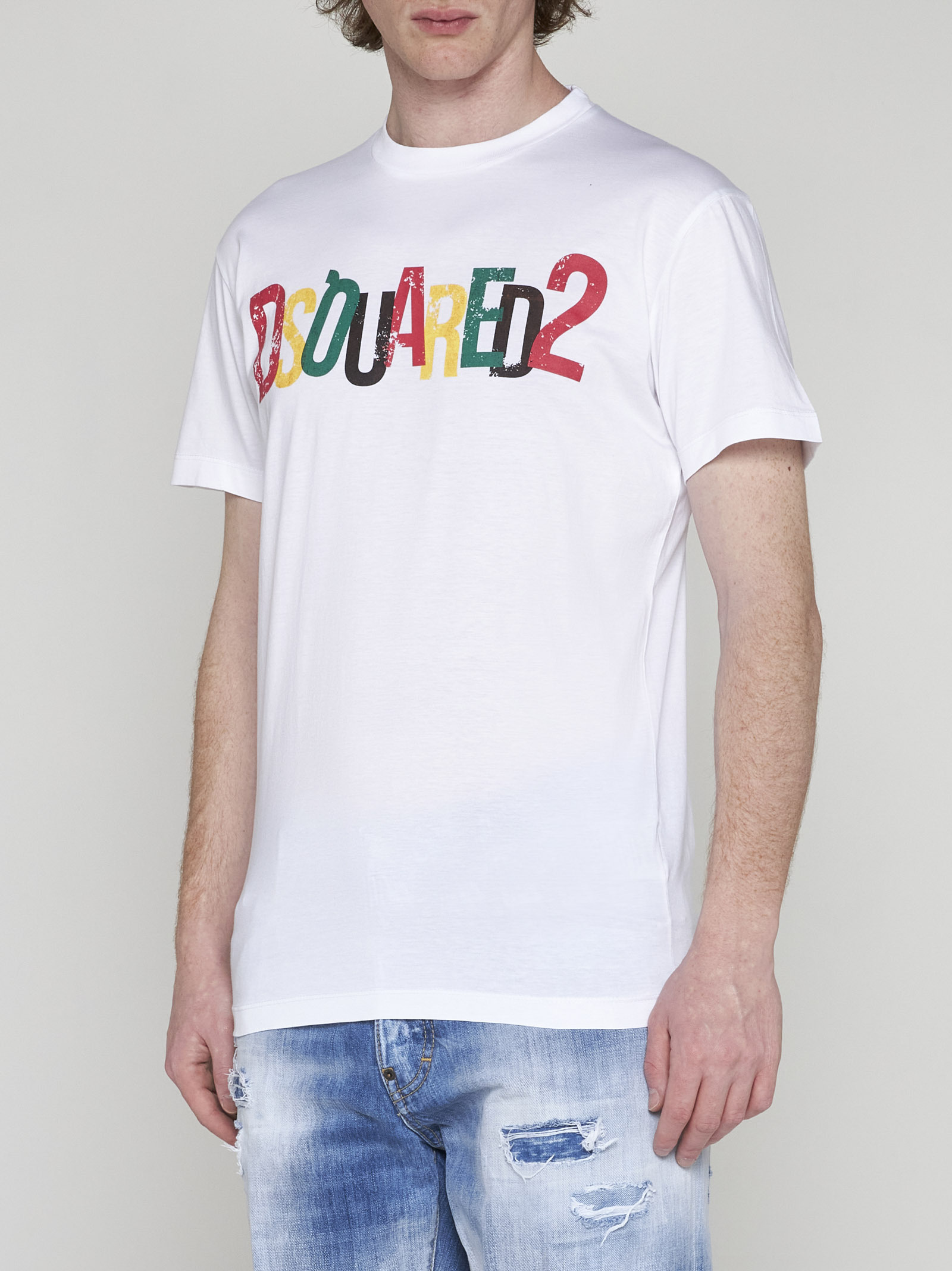 Dsquared2 Logo-print Cotton T-shirt In Multicolor