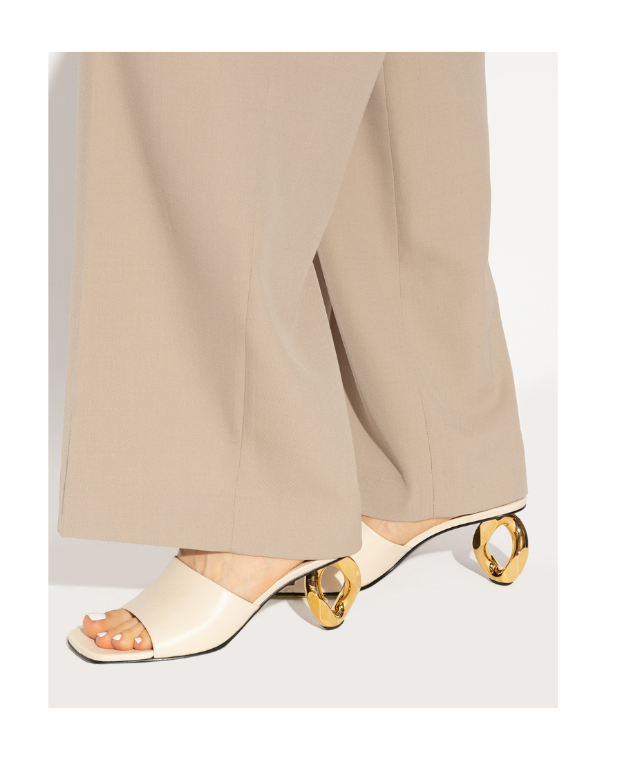Jw Anderson Leather Chain-heel Slide Sandals In Nude