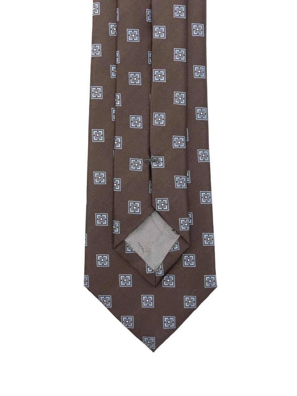 Emporio Armani Pattern-jacquard Silk Tie In Brown