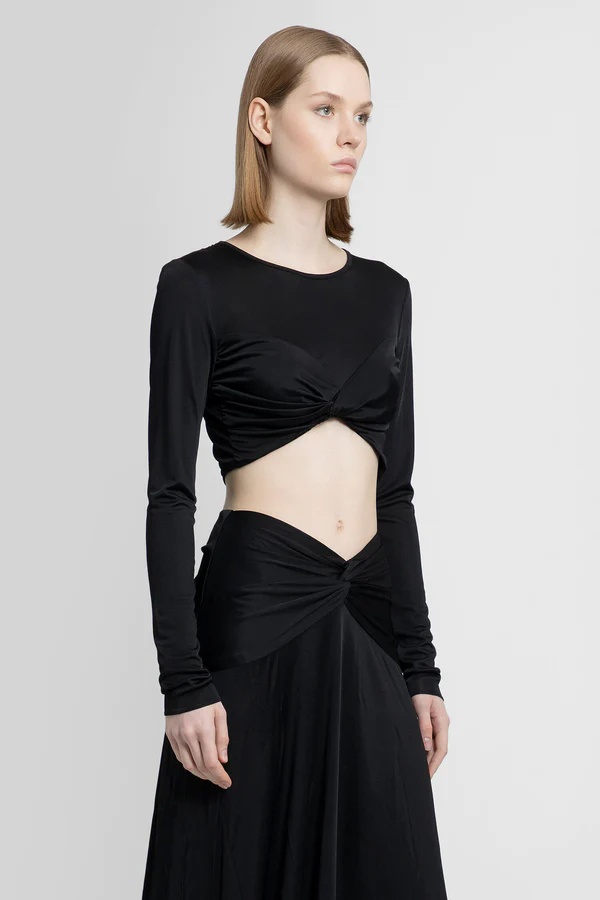 Isabel Marant Pleated Long-sleeved T-shirt In Black