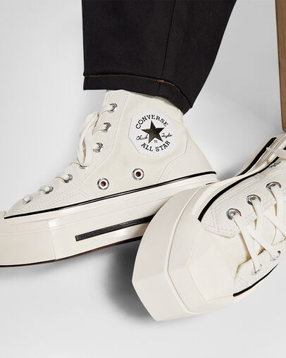 Converse Lace Up High Upper Board Shoes In White