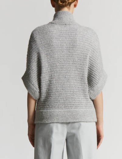 Peserico High-collar Grey Knitted Sweater With Boxy Fit In Gray