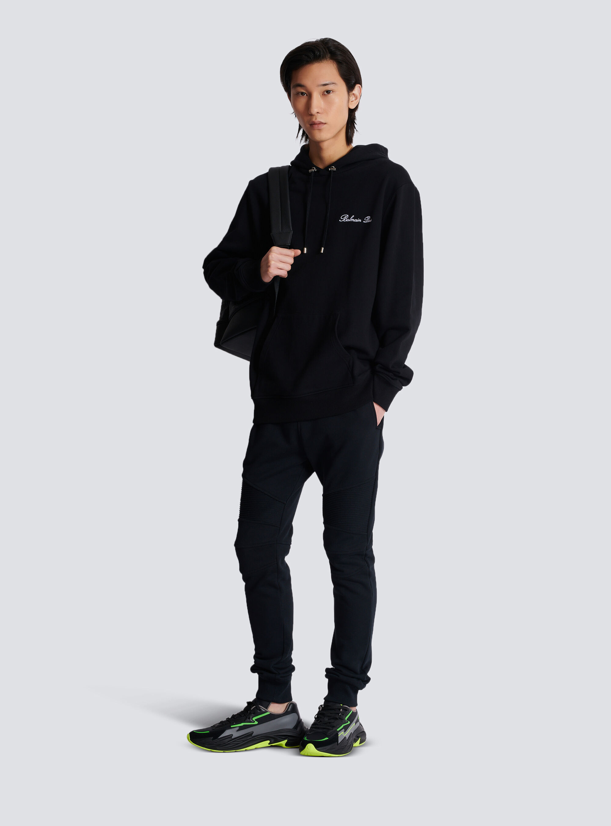 Balmain Signature Hooded Sweatshirt In Black