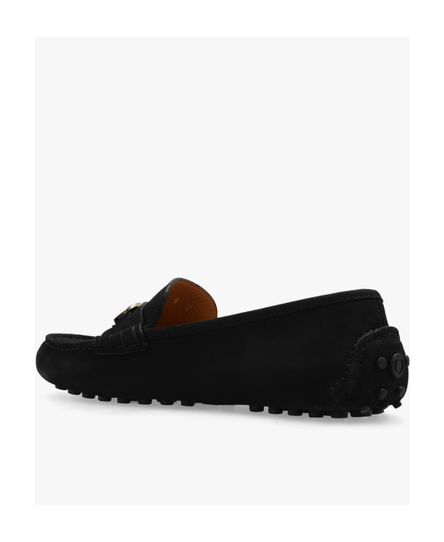 Ferragamo Odilia Calfskin Bit Driver Loafers In Black