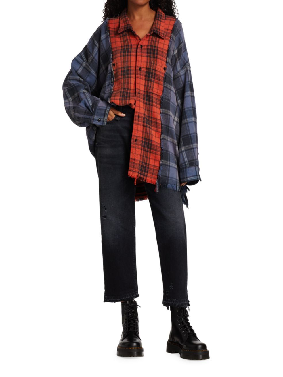 R13 R13 LOGO PATCH BOYFRIEND JEANS