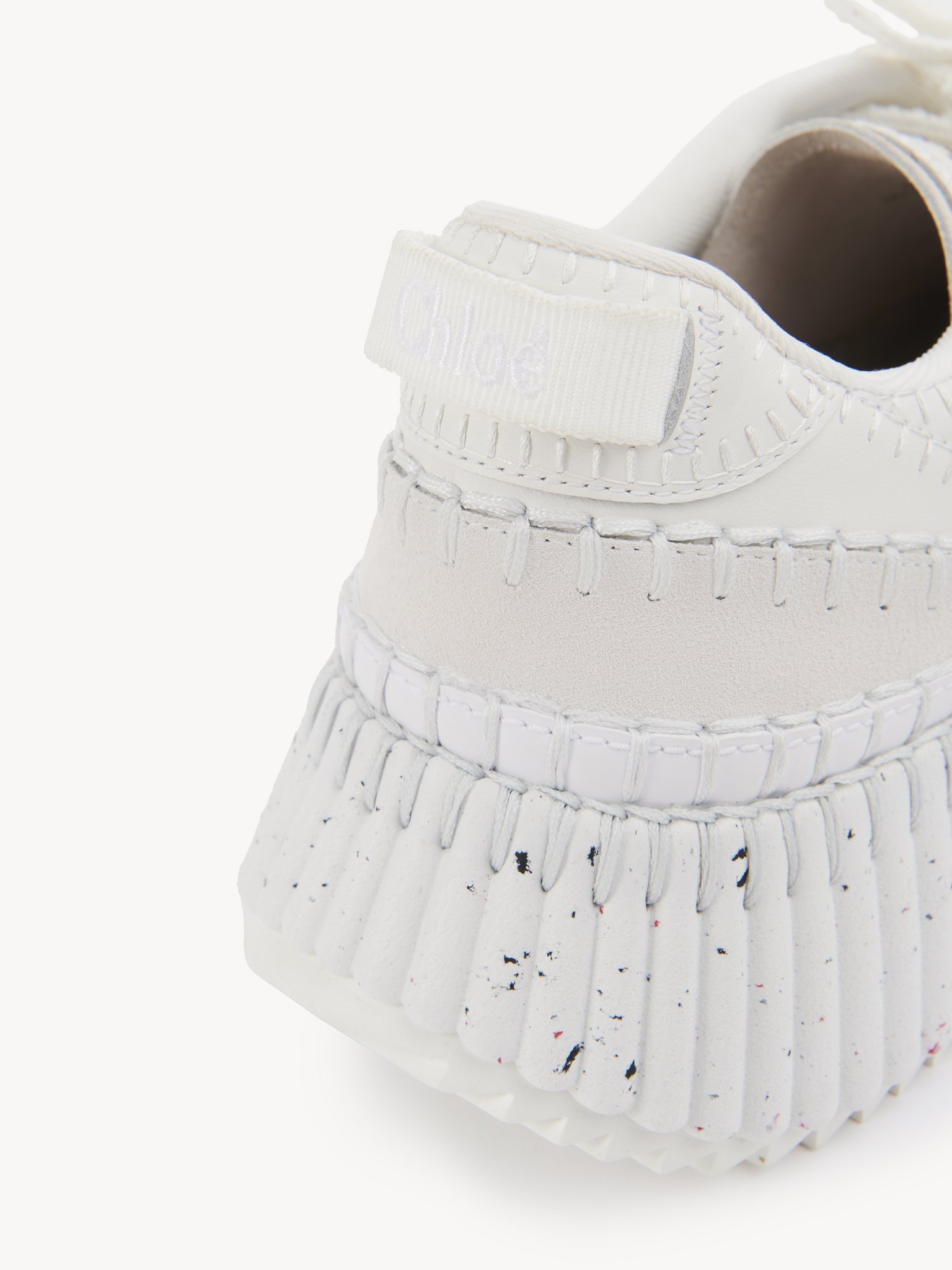 Chloé Nama Embroidered Suede And Recycled Mesh Sneakers In White