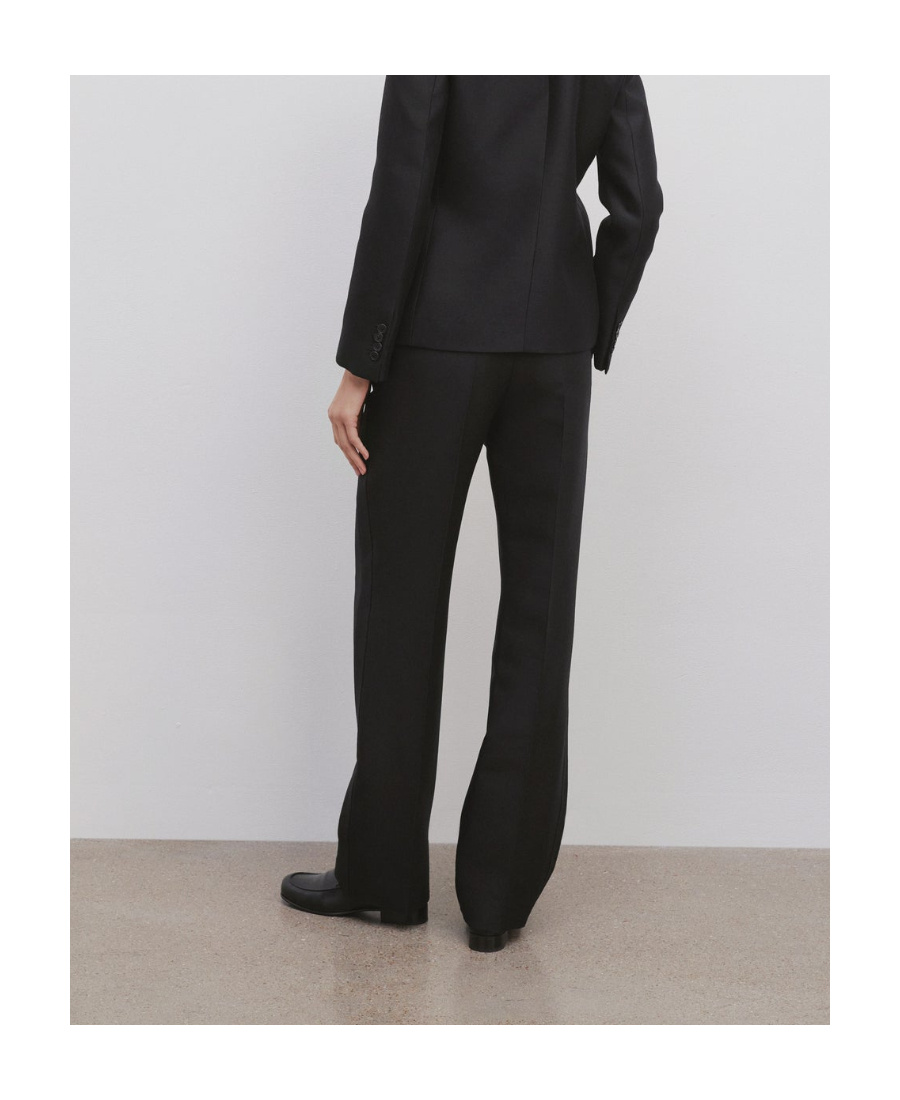 The Row Roger Wool-silk Twill Straight-leg Pants In Black