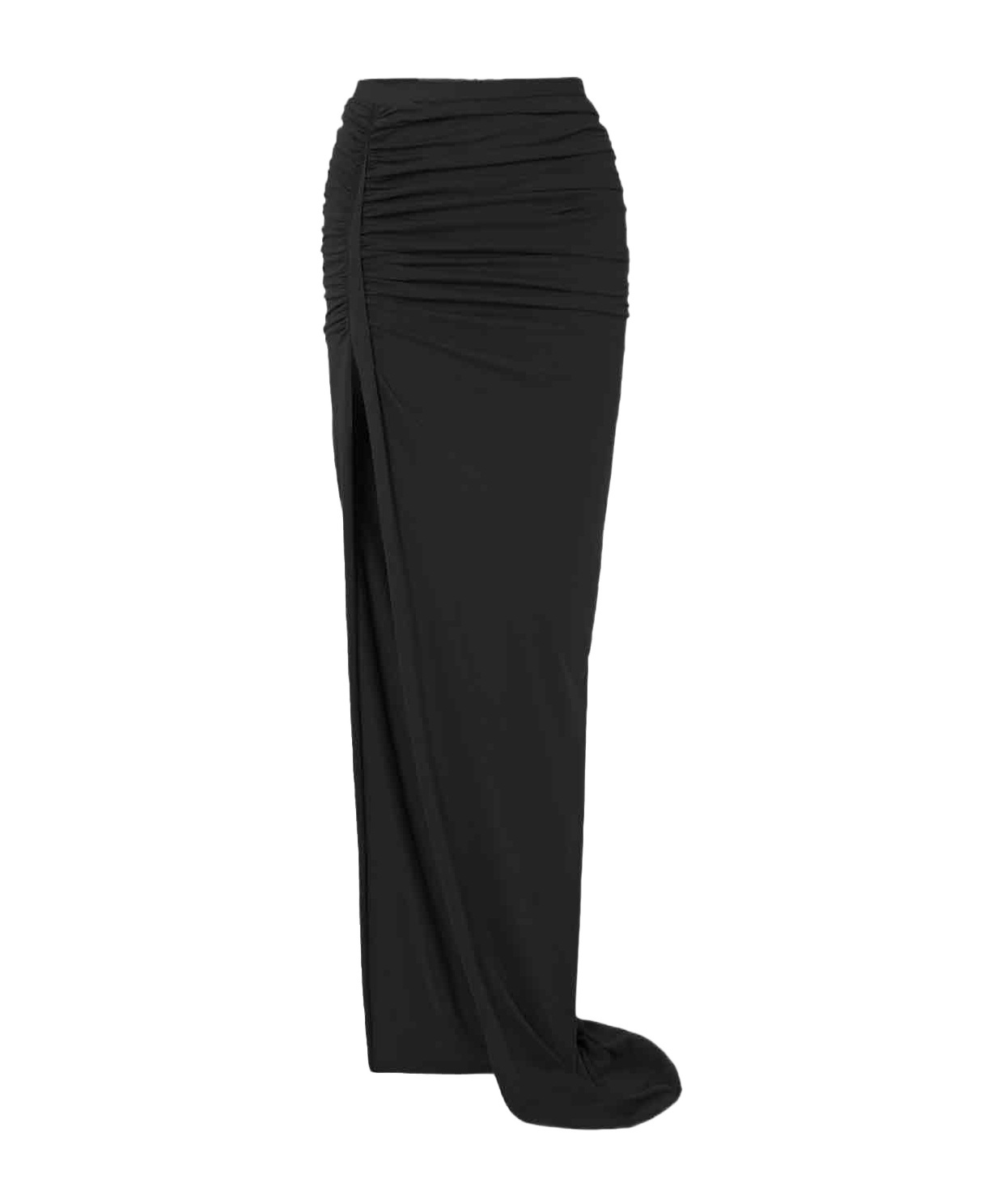 Rick Owens Slit Detail Ruched Maxi Skirt In Black