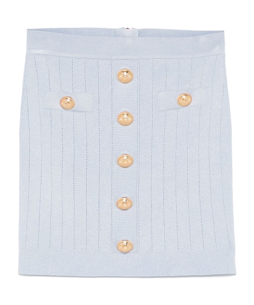Balmain Button Knitted Skirt In White