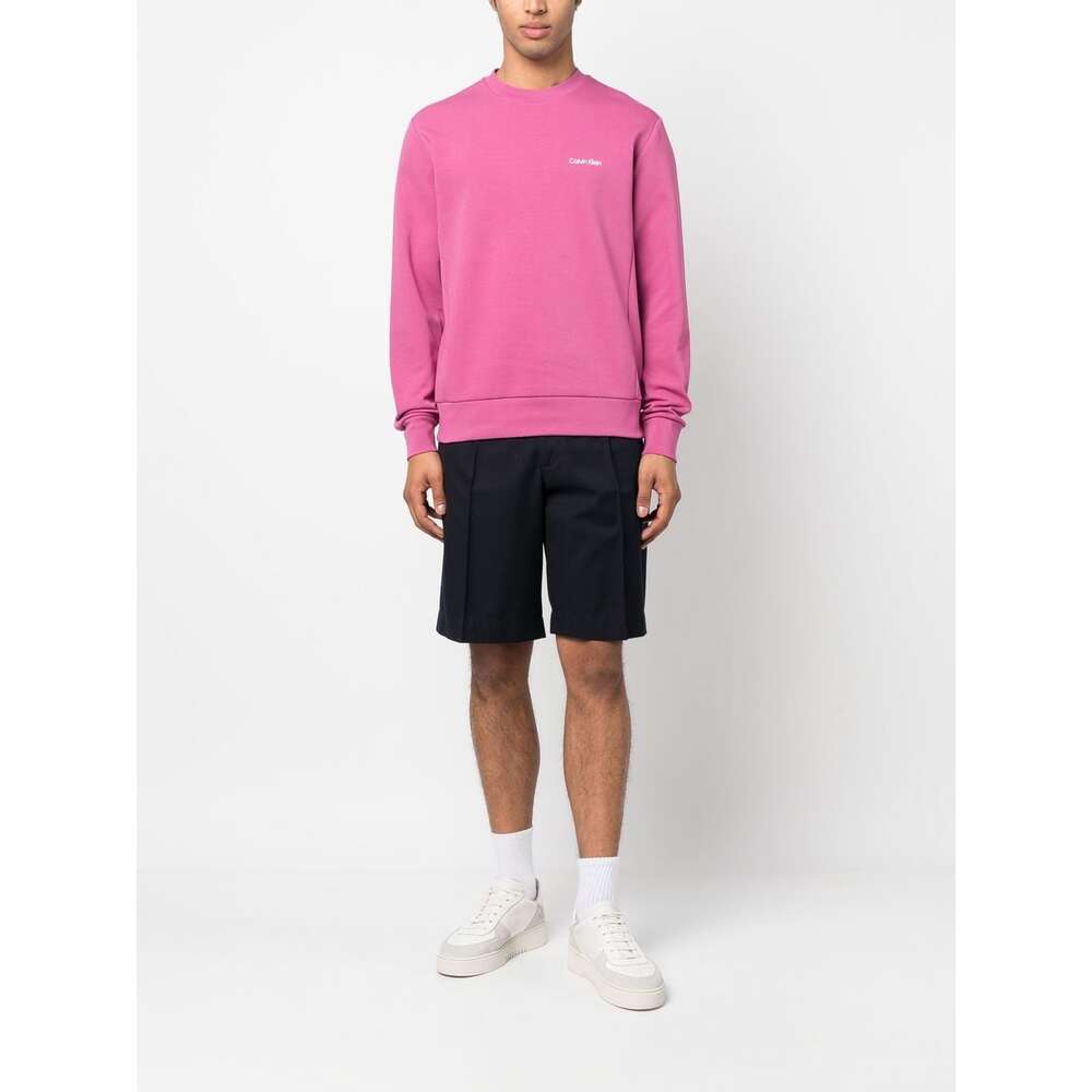 Calvin Klein Round-collar Long-sleeve Hoodie In Pink