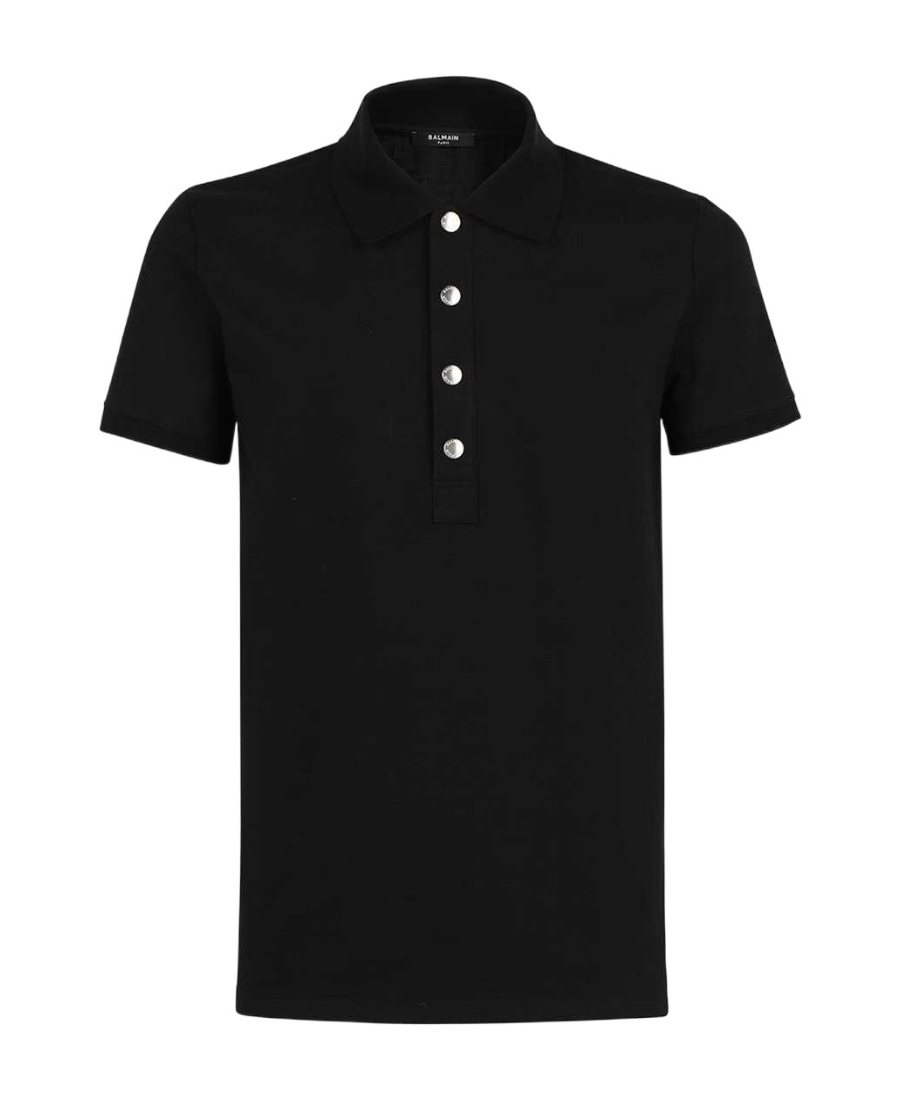 Shop Balmain Logo-embroidered Polo Shirt In Black