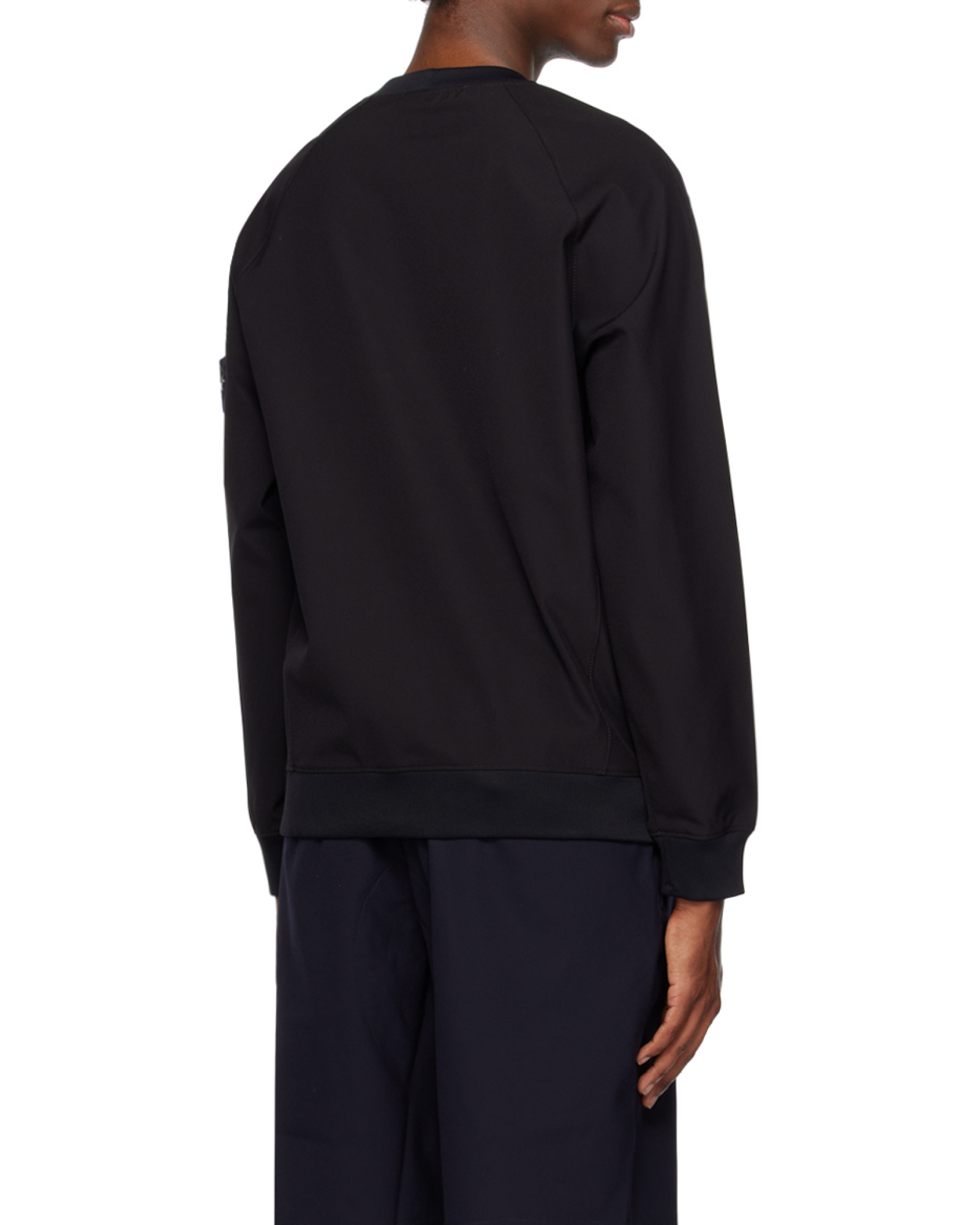 Shop Stone Island Compass-motif Long-sleeved Sweatshirt In Black