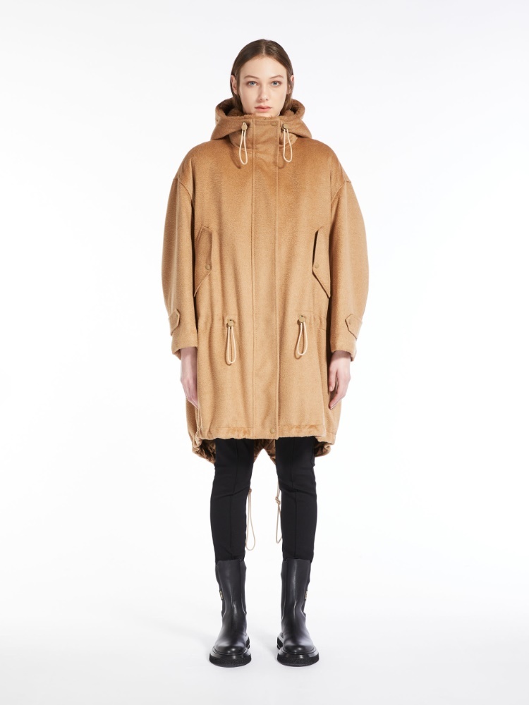 Max Mara Dionea Hooded Parka In Nude