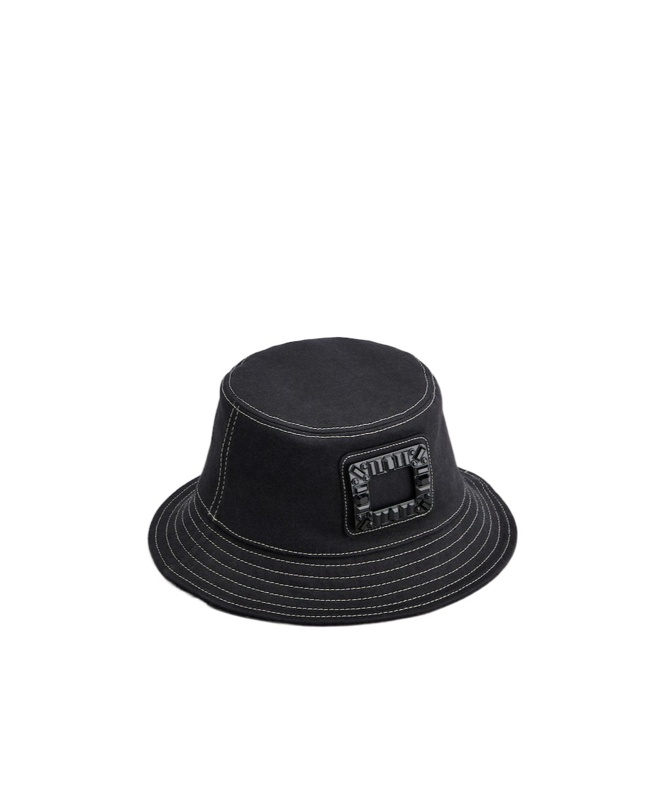 Roger Vivier Skate Bucket Hat Contrast Stitching In Black