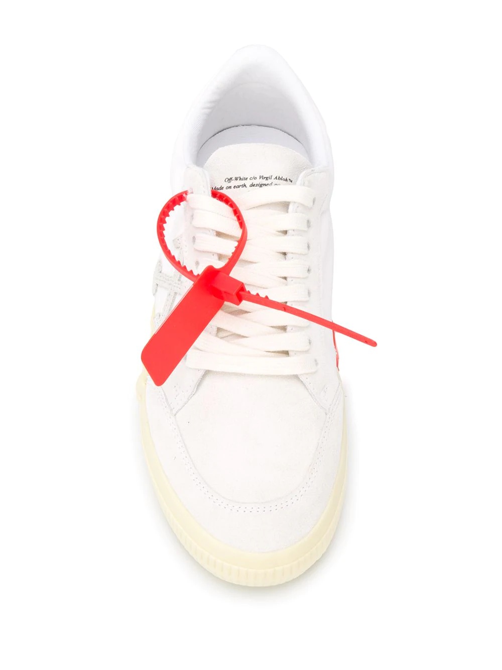 Off-white Low Vulcanized Sneaker With Zip Tie Detail In White