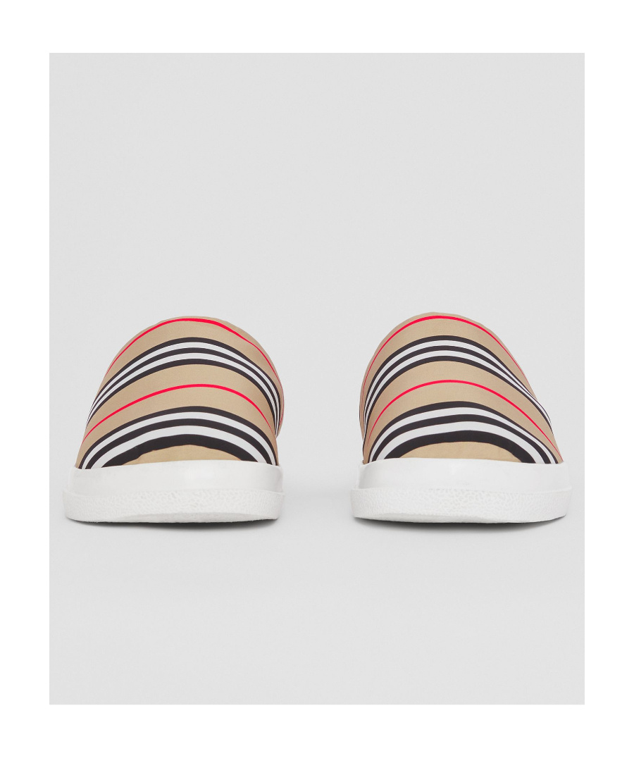 Burberry Icon Stripe Backless Slippers In White