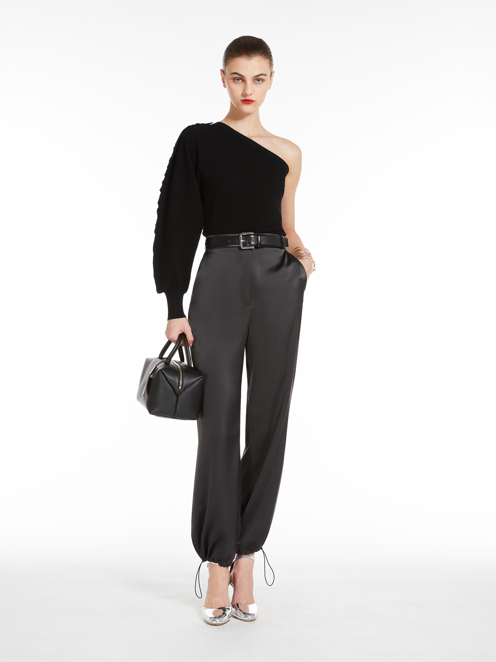 Max Mara One-shoulder Sweater In Black