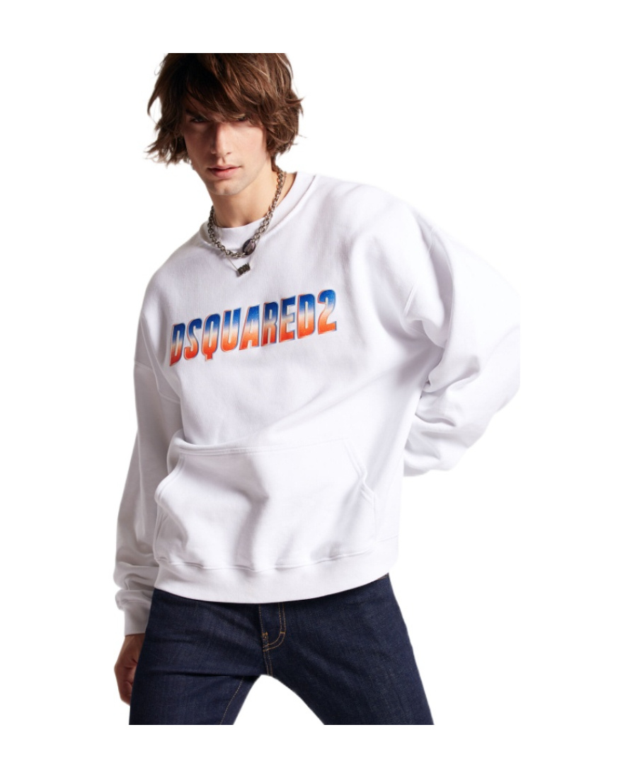 Dsquared2 Logo Printed Long-sleeved Sweatshirt In White