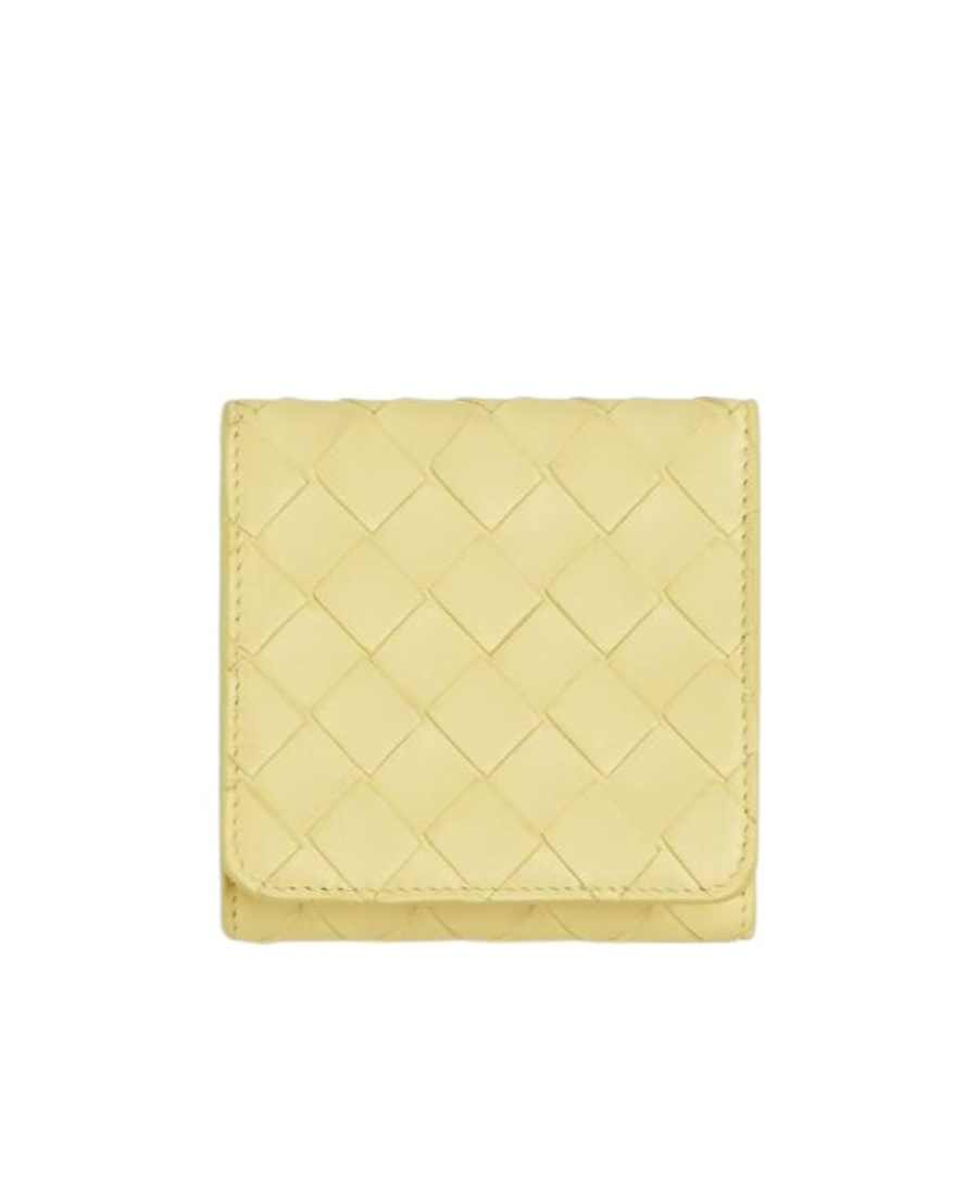Bottega Veneta Intrecciato Trifold Wallet In Yellow