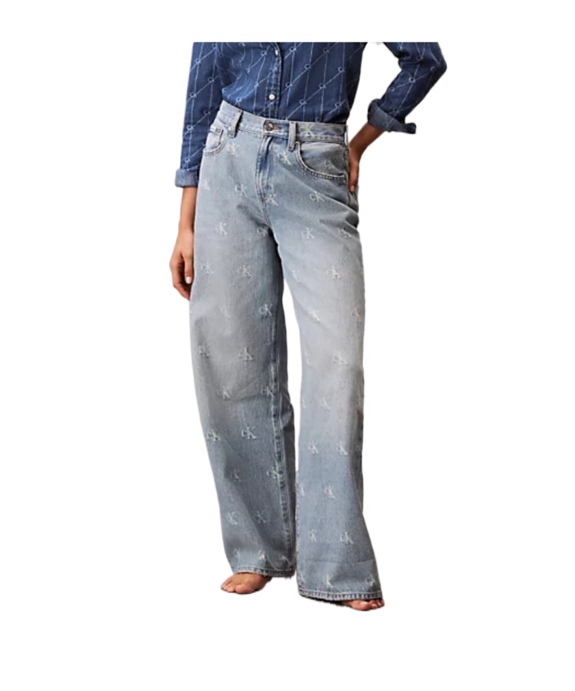 Calvin Klein Jeans Est.1978 Wide Leg Logo Jeans In Blue