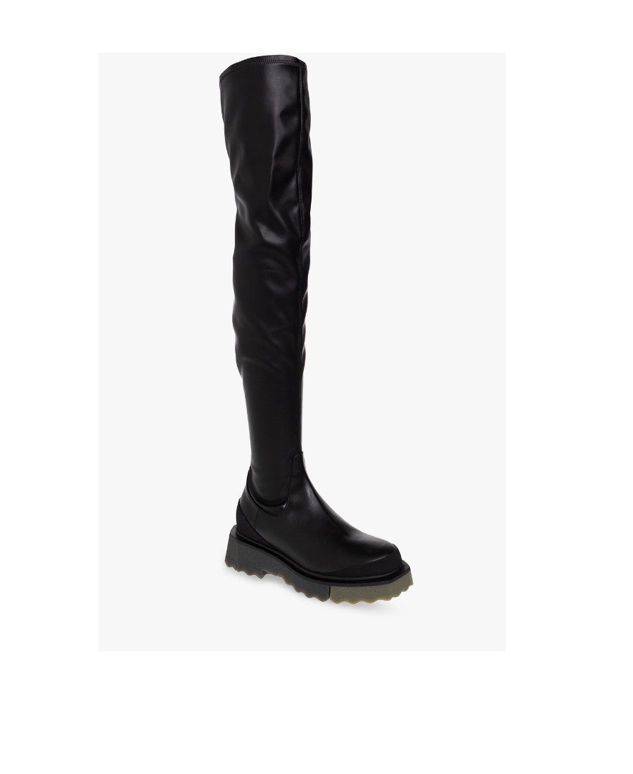 Off-white Round Toe Knee-length Boots In Black