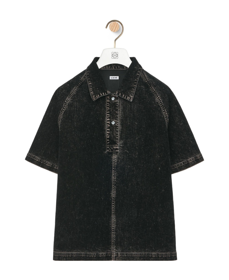 Loewe Polo Shirt In Denim In Black