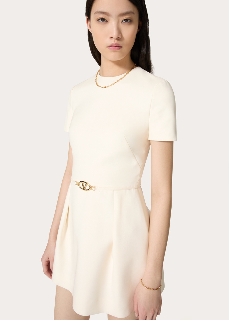 Valentino Crepe Couture Belted Minidress In White