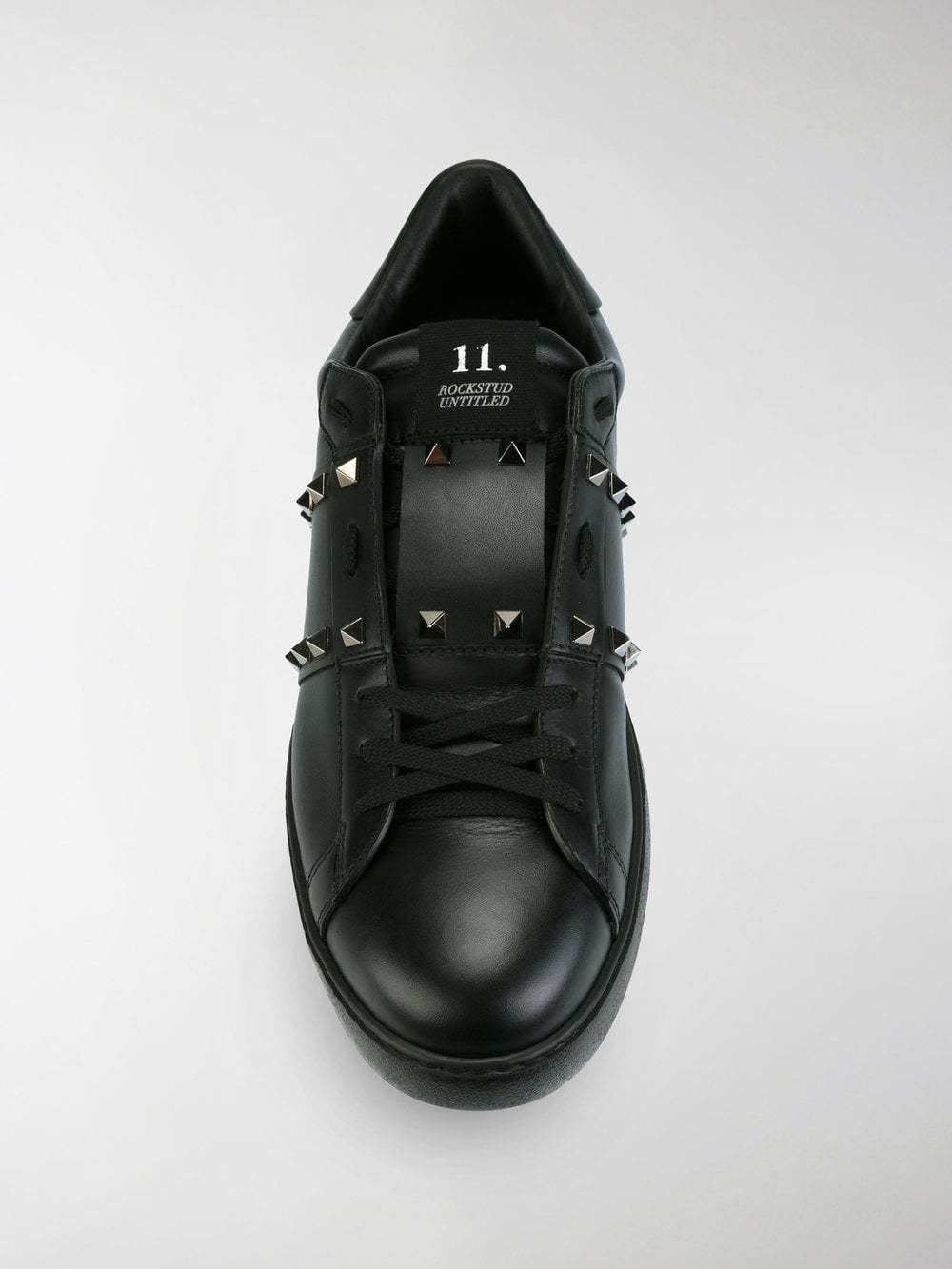 Valentino Rockstud Untitled Studded Leather Sneakers In Black
