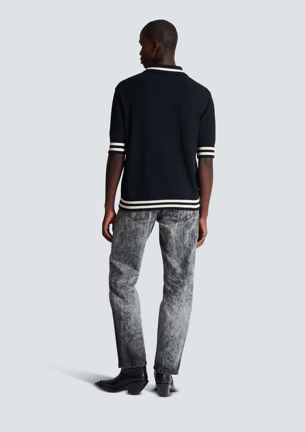 Shop Balmain Signature Polo Shirt In Black