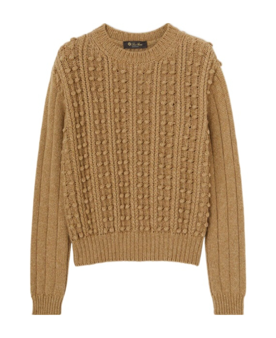Loro Piana Stud Knitted Crewneck Jumper In Brown