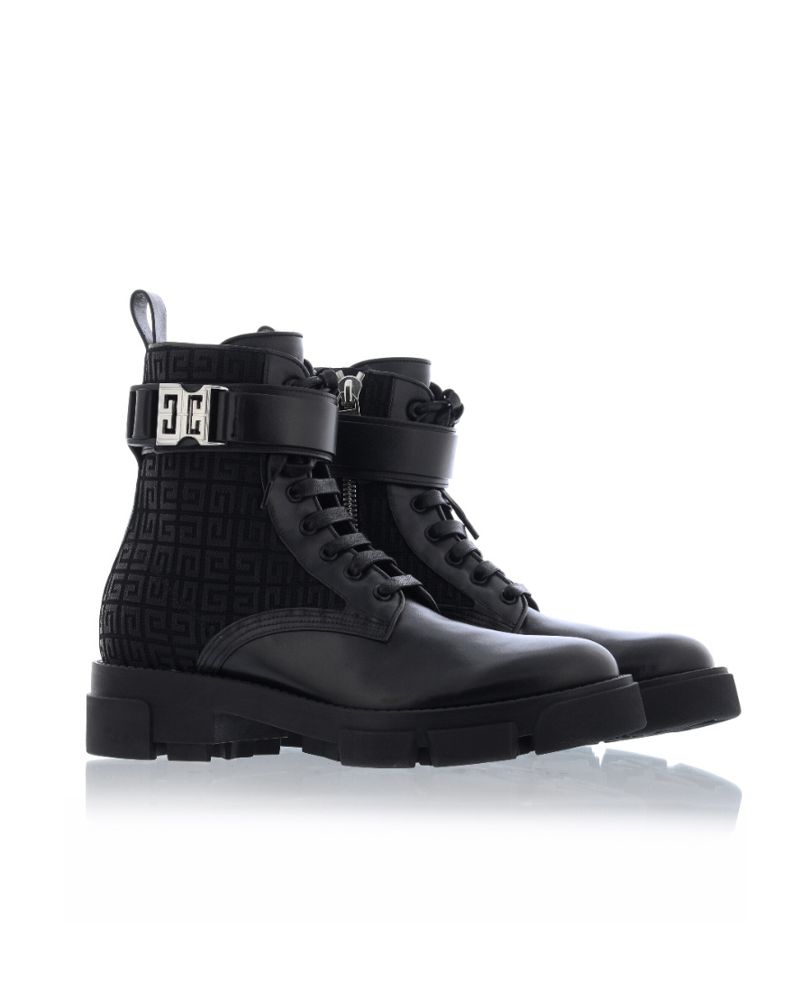 Givenchy Logo Jacquard Lace-up Ankle Boots In Black