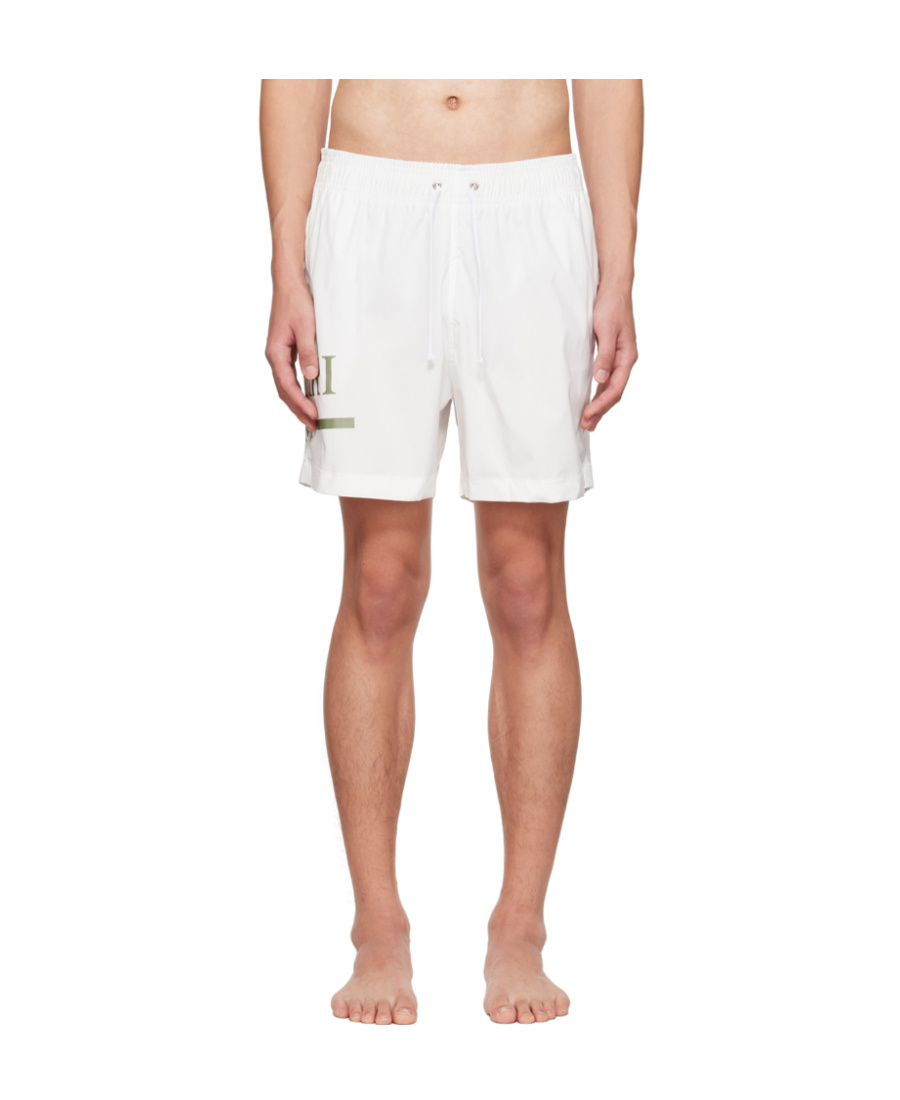 Amiri Logo-print Drawstring Swim Shorts In White