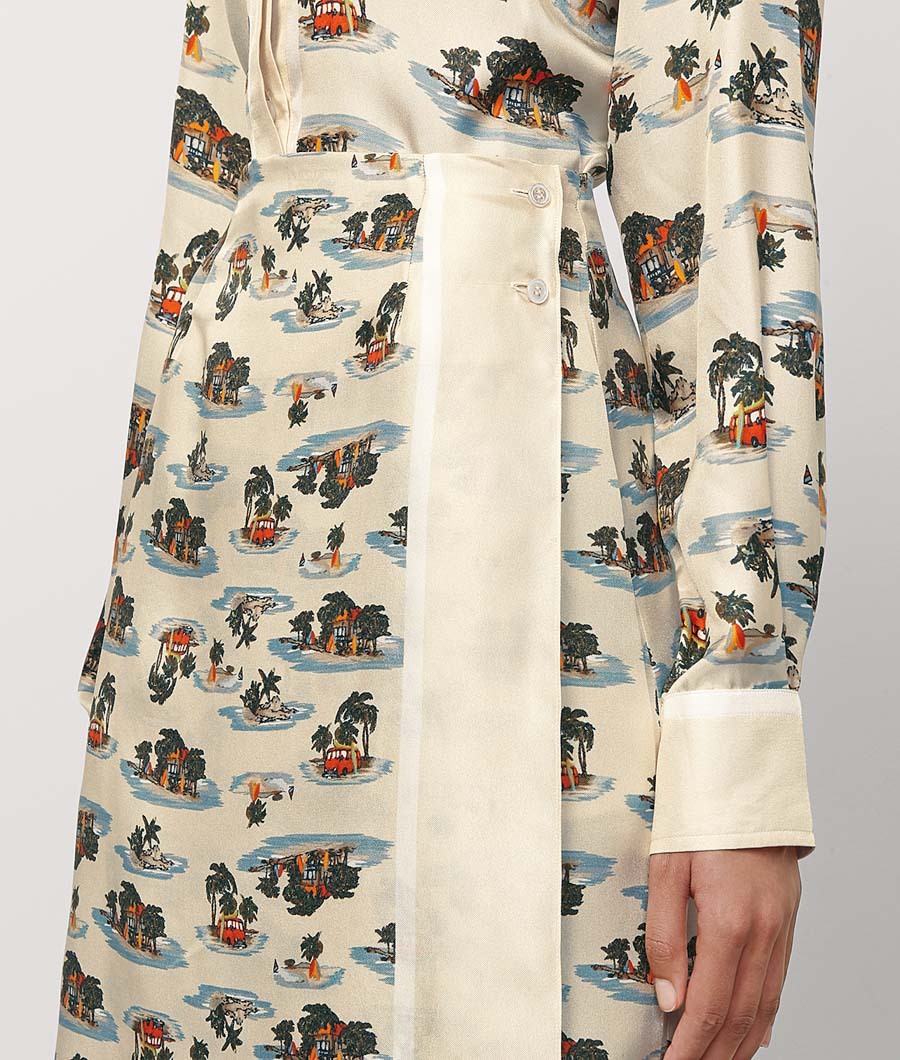 Bottega Veneta Postcard Pattern Printed Skirt In White