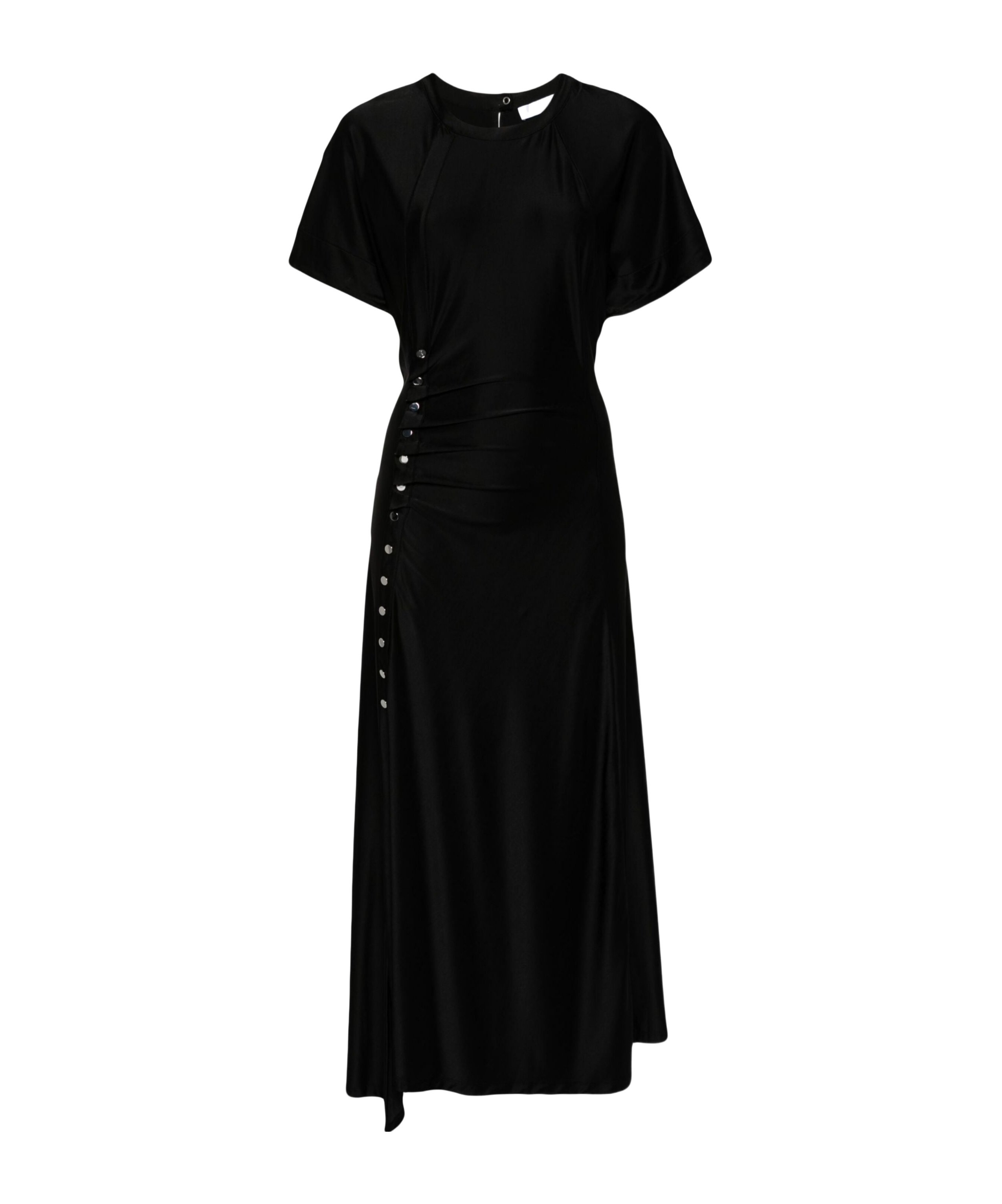 Rabanne Black Draped Press-stud Dress In Black