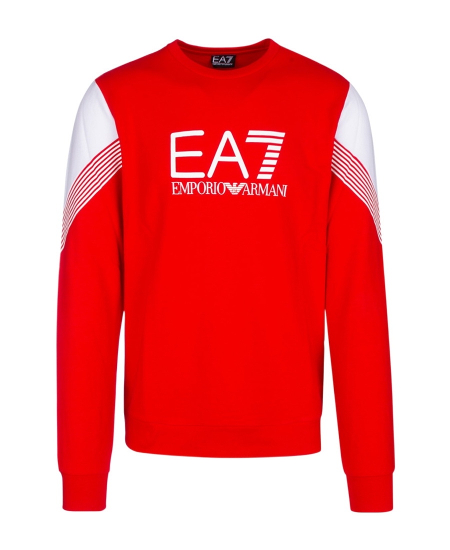 Ea7 Logo-print Crew-neck Sweatshirt In Red