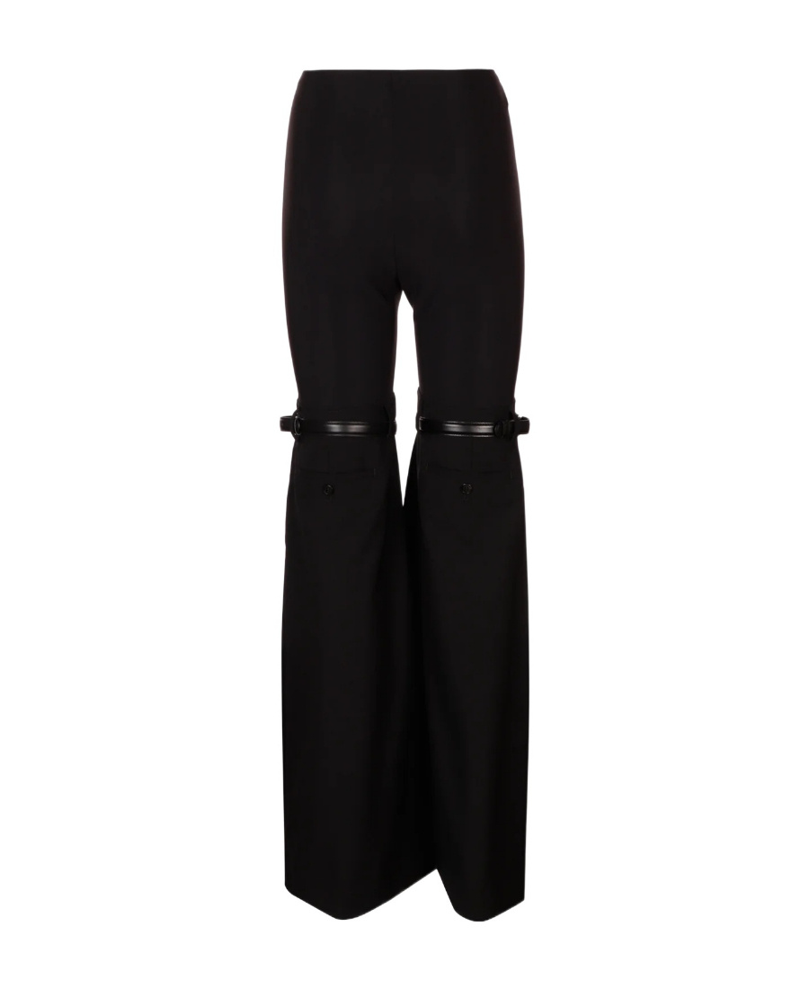 Coperni Womens Black Grey Hybrid Contrast-texture Wide-leg High-rise Denim Trousers In Black