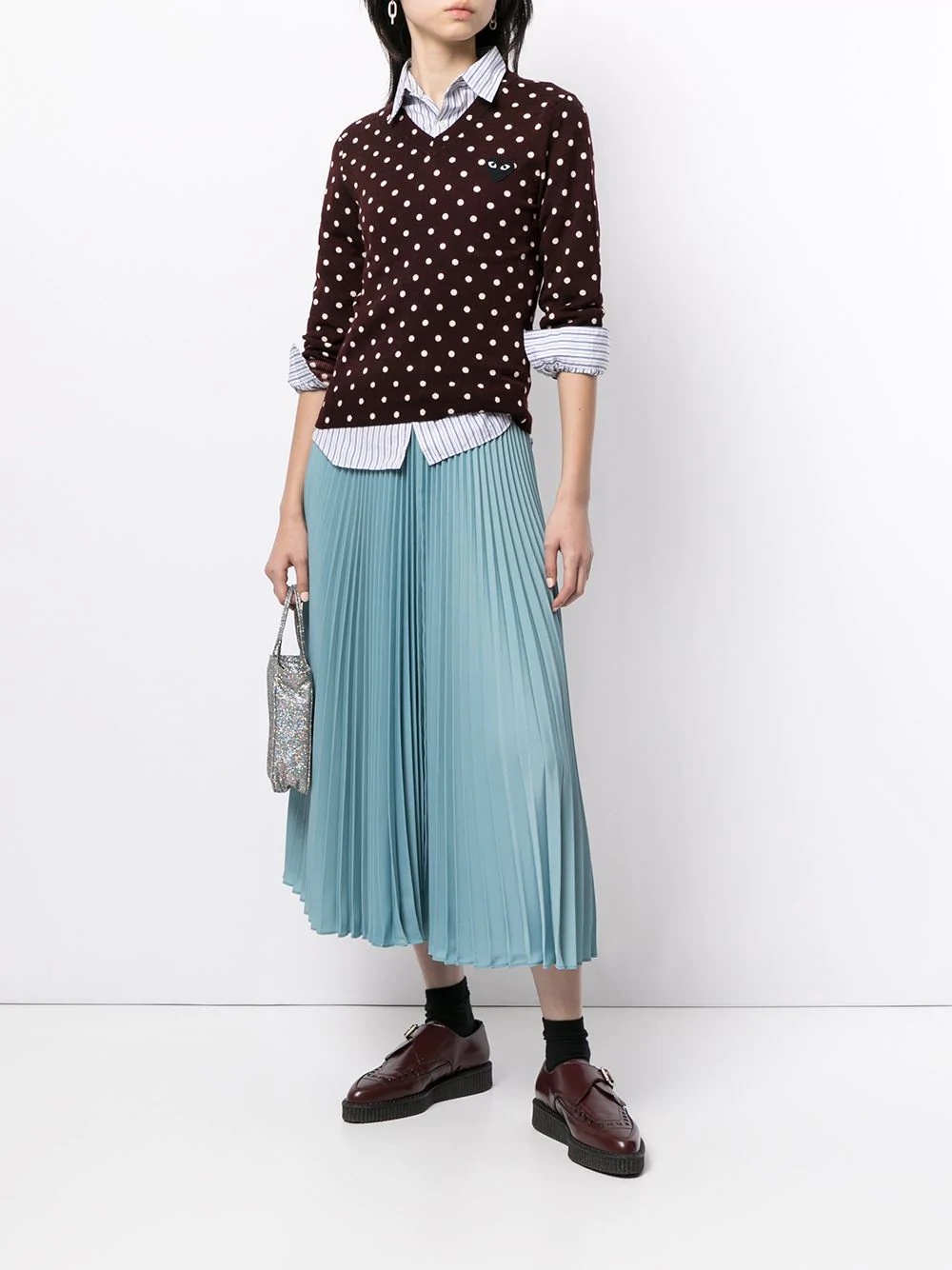 Comme Des Garçons Play Polka Dot-print V-neck Jumper In Black