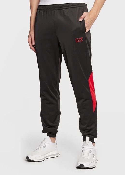 Ea7 Logo Zipper Sports Suit In Red