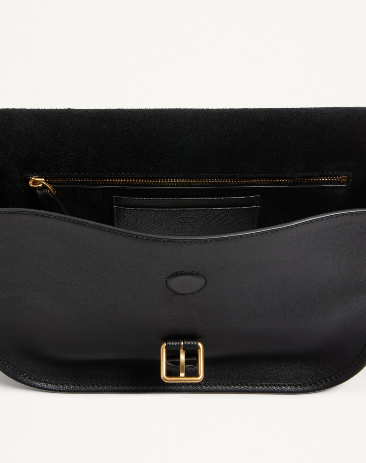 Valentino Garavani Antibes Leather Crossbody Bag Adjustable Strap In Black